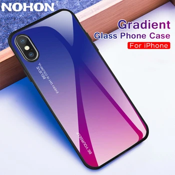 NOHON Gradient de Sticla Caz Pentru iPhone 6 6S 7 8 Plus pe Pentru iphone X XS XR XS Max Cazuri de Telefon Capacul de Protecție Fundas