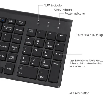 Tastatură fără fir și Mouse-ul Setat 2.4 GHz Ultra Subțire Full-Size Tastatură fără Fir Mouse-ul pentru Laptop PC Desktop Office