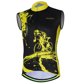 Aogda Bărbați Ciclism Jersey cu Mâneci Biciclete Îmbrăcăminte de Biciclete Ciclu de Veste Vara Respirabil Ciclism Tricou Haine Negru galben