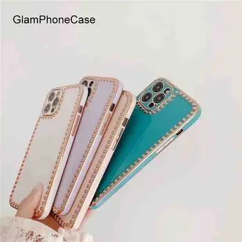 GlamPhoneCase culoare Pură placare Telefon Caz Pentru iPhone12Pro/max 11Pro/Max XS Max XR Moale cu Capac de Silicon Pentru iPhone11 7 8Plus