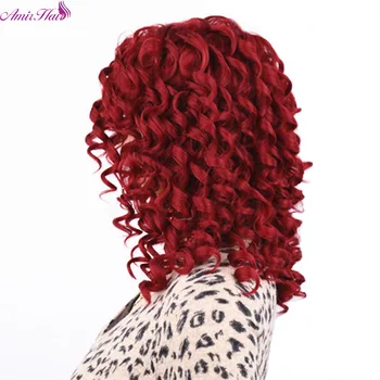 Amir Parul Scurt peruca Sintetica Pervers Peruci cu Parul Cret Mediu Roșu și Negru Blonda culori pentru Femei, Peruci Rezistente la Căldură