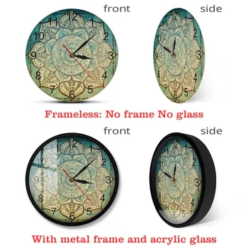 Stins Indian Mandala Model Floral Imprimat Ceas De Perete Vintage Boem Mandala Decor Acasă Tăcut Non Ticăitul Ceasului De Perete Ceas