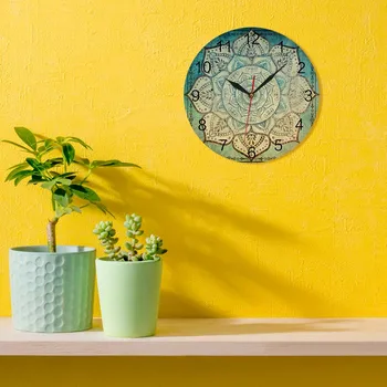 Stins Indian Mandala Model Floral Imprimat Ceas De Perete Vintage Boem Mandala Decor Acasă Tăcut Non Ticăitul Ceasului De Perete Ceas