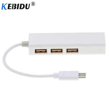 Kebidu HUB USB Tip C La Ethernet LAN RJ45 3 Porturi Cablu Adaptor placa de Retea USB C 2.0 Transfer de Date Adaptor Pentru Macbook PC