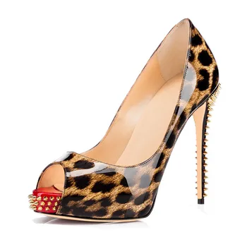 Calitate de Top Femeie Fierbinte de Imprimare Leopard cu Toc Slip-on Pantofi de Nunta Peep Toe Mireasa, domnisoara de Onoare Petrecere de Seara cu Toc Pompe TL-A0101