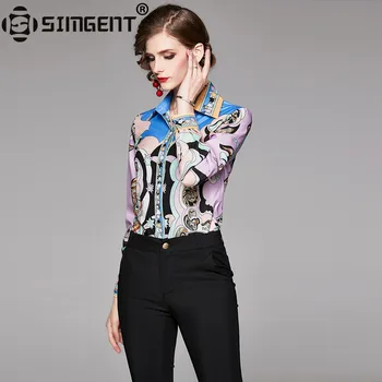 Simgent Bluza Femei de Moda Noua Maneca Lunga de Imprimare Topuri Casual Doamnelor Elegante, Cămăși Tunique Femme Camisa Mujer SG910083