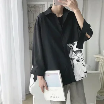 Camasa Barbati Bluze Cuplu Stil coreean Intrigant Design Mâneci Trei-sfert Tricouri Imprimate coreean la Modă Frumos neajutat