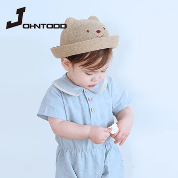 Copil de vara pălărie pălărie copil respirabil pălărie de paie copil băiat fată pălărie copil pisică ureche palarie de soare poarte pălărie drăguț Copil pălărie capac capac de vânzător de ziare