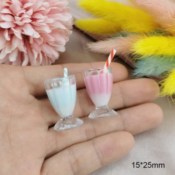 10buc 15*25mm 3D Sticla de Bautura inghetata de Lapte cu Ceai Rășină Farmece Pandantive Pentru Decorare DIY Cercei brelocuri Accesorii F654