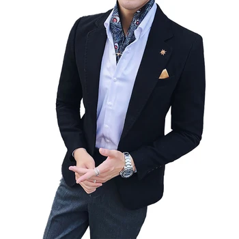 Noua Toamna Stil Britanic de Moda Casual Sacou de Culoare Solidă pentru Bărbați Afaceri Sacou Barbati tip Boutique Elegant Haină de Lână