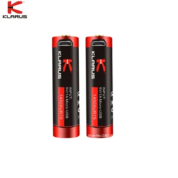 2 buc KLARUS 14500RU75 14500 Li-ion 750mAh 2.77 W cu Micro-USB cablu de încărcare baterie reîncărcabilă