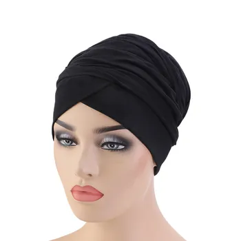 De lux Cutat Bumbac Magic Turban Hijab Cap de Folie Extra Lungi Tub Indian Headwrap Eșarfă Cravată Benzile de Păr pentru Femei Vintage