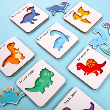 Din lemn 3D Puzzle Puzzle de Învățare pentru Copii Care Sunt de Potrivire Carte de Joc mai Devreme Jucarii Educative Puzzle pentru Copii din Lemn Montessori Cadou