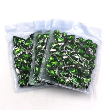 Fierbinte de vânzare 50pcs/sac de înaltă calitate mixte forma culoare verde de sticlă cristal coase pe pietre cu gheare diy accesorii de îmbrăcăminte