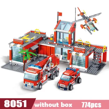 New City Stație de Pompieri de Constructii Blocuri Seturi Motor de Foc Luptător Camion de Cărămizi Playmobil Jucarii pentru Copii
