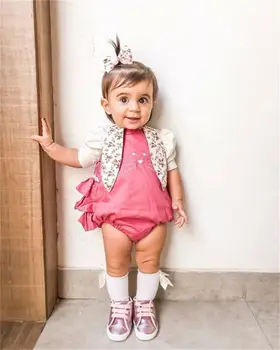 Cele mai noi Sosirea Nou-nascutului Fata de Iepurașul de Paște Zburli Bodysuit Bentita Costum de Haine 0-24M