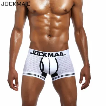 JOCKMAIL Brand Nou Sexy Plasă de U Husă de Boxer Barbati Lenjerie Sexy Chiloți Cueca Pantaloni de Bumbac Trunchiuri de Boxer shorts Gay de sex Masculin Chilotei