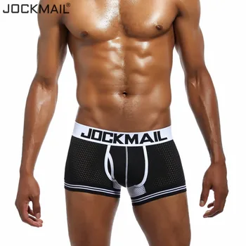 JOCKMAIL Brand Nou Sexy Plasă de U Husă de Boxer Barbati Lenjerie Sexy Chiloți Cueca Pantaloni de Bumbac Trunchiuri de Boxer shorts Gay de sex Masculin Chilotei