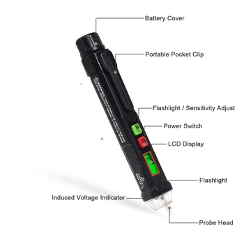 NEWACALOX AC 12-1000V Non-Contact Tester de Tensiune cu LED Sensibilitate Reglabilă Lanterna Tip Stilou Digital Detector de Tensiune