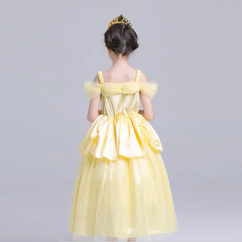 PaMaBa Copii Fete de Halloween Fantezie Belle Princess Dress up Copii Elegante la Petrecerea de Ziua Belle Rochie de pe Umăr Rochii Belle