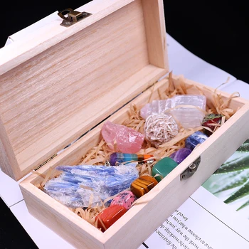 12PCS cristal Natural Chakra Piatră de Vindecare din lemn cutie cadou set de colectare 7 Scazut Chakra Pietre pretioase