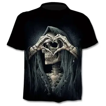 Noi Barbati Skull T shirt Brand stilul punk degetul craniu 3Dt - camasi Barbati Topuri Hip hop de imprimare 3d a craniului punisher T-shirt dropshipping
