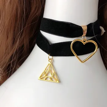 LOL KDA Ahri Akali cosplay colier de benzi Desenate Kaisa negru cravată cu aur culoare decor inima sexy Triunghi negru cravată