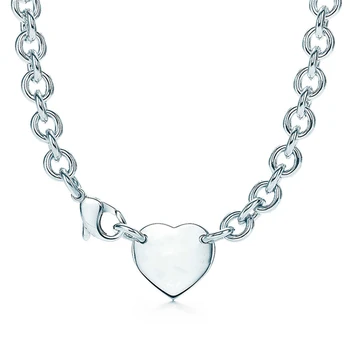 Argint 925 colier, clasic moda pandantiv inima colier, rafinat Ziua Îndrăgostiților bijuterii cadou, original 1:1