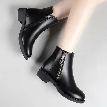 2021 Toamna/Primavara Clasic Cizme Negre Din Piele Femei Pene De Mers Pe Jos De Pantofi Doamnelor Cizme De Zapada Școală De Fete De Iarnă Pantofi De Pluș