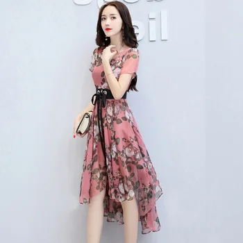 Rochie Maxi de vară 2020 nou rochie de sex feminin coreeană versiunea slim de slabit imprimate șifon elegant rândunicii șifon dress