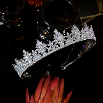 High-End Elegant Cubic Zirconia Tiara Mireasa Tiara Coroana De Prințesă Accesorii De Par De Nunta En-Gros Versiune Extinsă Coroana