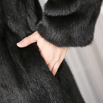 Nerazzurri lung negru pufos faux blana femei stand guler Plus dimensiune iarna fals blană de nurcă mantouri pentru femei 3xl 4xl 5xl 6xl 7xl