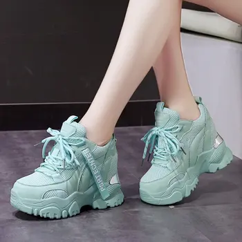 Lucyever Super Tocuri Inalte Adidasi Femei Toamna Anului 2020 Fund Gros Indesata Pantofi Platforma Femeie Ascunse Pană Casual Pantofi Vulcaniza