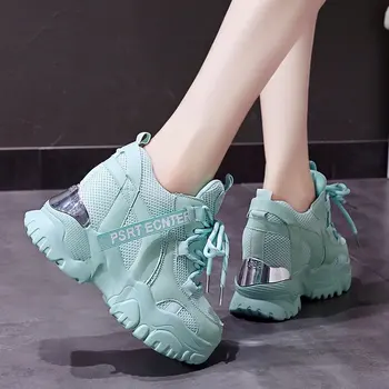 Lucyever Super Tocuri Inalte Adidasi Femei Toamna Anului 2020 Fund Gros Indesata Pantofi Platforma Femeie Ascunse Pană Casual Pantofi Vulcaniza