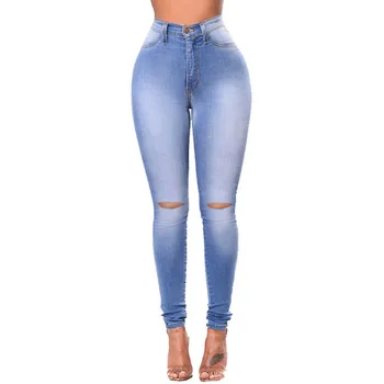Femei Blugi Casual 2020 Primavara-Vara Noi Spălat Găuri În Dificultate Stretch Skinny Jeans Solid Denim Pantaloni Femei Pantaloni De Creion