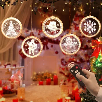 Santa Elan Bell Condus Șir de Lumini Zână Ghirlanda de Craciun Decoratiuni pentru Casa Navidad Noi Anul 2021 Cortina Decor Noel Natal DIY