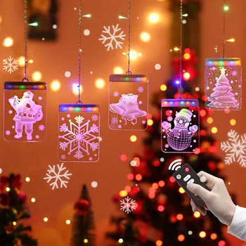 Santa Elan Bell Condus Șir de Lumini Zână Ghirlanda de Craciun Decoratiuni pentru Casa Navidad Noi Anul 2021 Cortina Decor Noel Natal DIY