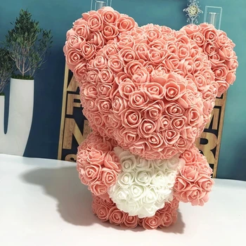 Dropshipping Nou în Picioare 40cm Urs De Trandafiri Flori Artificiale Teddy a Crescut Inima de Urs Pentru Valentines Nunta Cadouri de Crăciun Cutie