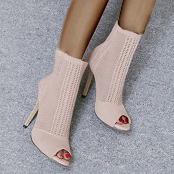 OCUPAT FATA ML9157 Europene și Americane, femei misto cizme de toamna new open-toe tricotate gol tocuri cui,Sexy cizme pentru femei