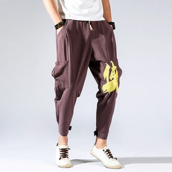 2021 Harajuku Pantaloni Harem de Bărbați Lenjerie de pat din Bumbac Pantaloni Casual Barbati Vintage Hip Hop Streetwear Jogger Pants Pantaloni Plus Dimensiune 5XL
