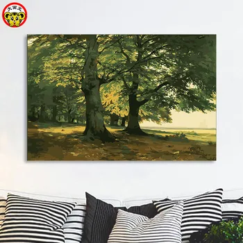Pictura de numere de artă vopsea de numărul Mare de imagine regele DIY pictură digitală pădure surf peisaj living room decor pai