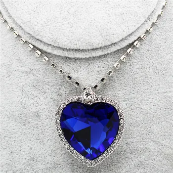 Inima Oceanului Albastru Inima de Dragoste pentru Totdeauna Set de Bijuterii Pentru Femei Pietre de Cristal Colier Cercei Inel Brățară Set
