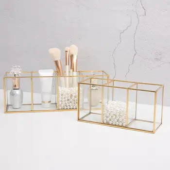Sticlă transparentă Machiaj Perie Cutie de Depozitare produse Cosmetice de Lux Cutie de Depozitare Container #CW