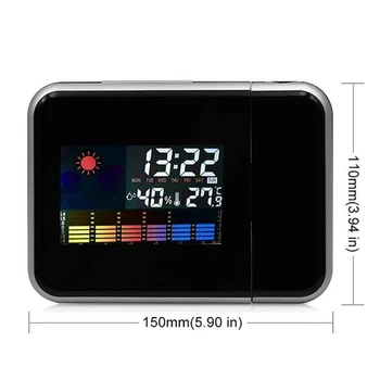 Noul Ecran Color LCD cu lumina de Fundal de Proiectie Ceas cu Alarma Snooze Creative Statie Meteo Ceas cu Alarmă Digitale Alb Negru