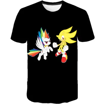 Noi Desene animate Sonic Ariciul Print T Camasa de Agrement Fata Modă T-shirt pentru Copii Harajuku Boy tricou moda Copii Topuri