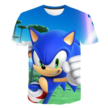 Noi Desene animate Sonic Ariciul Print T Camasa de Agrement Fata Modă T-shirt pentru Copii Harajuku Boy tricou moda Copii Topuri