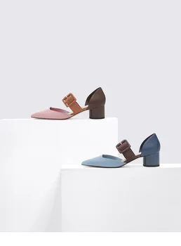 Același design Indesata Toc Femei Singure Pantofi Subliniat toe Catarama pantofi Mary Jane Mozaic Doamna de Moda pantofi