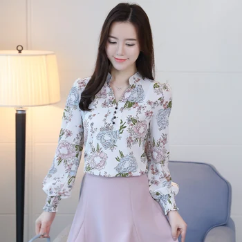 Nouă Primăvară cu Mâneci Lungi Bluze de Moda Slim Casual de Imprimare Plus Dimensiune Elegant OL Stil Camasi Femei Șifon Îmbrăcăminte D556 30