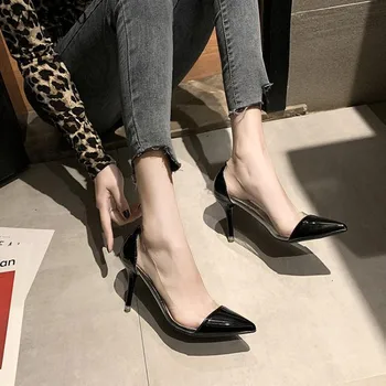 Femei Pompe 2020 Nou 8cm Transparente, Tocuri inalte Sexy Subliniat Toe Slip-on Rosu Petrecere de Nunta Pantofi Pentru Doamna