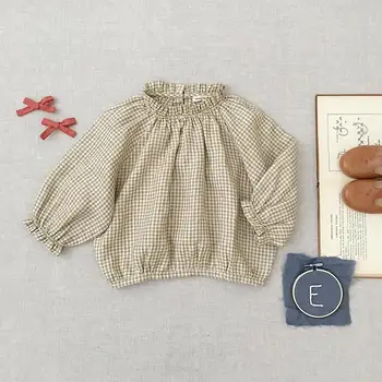 2021 Primăvara Devreme Nou Sp Guler de Dantelă de Bumbac Fata Bluza Copii Tricotate Pulover Fermecător Bluza cu Un Dulce Ciufulit Guler